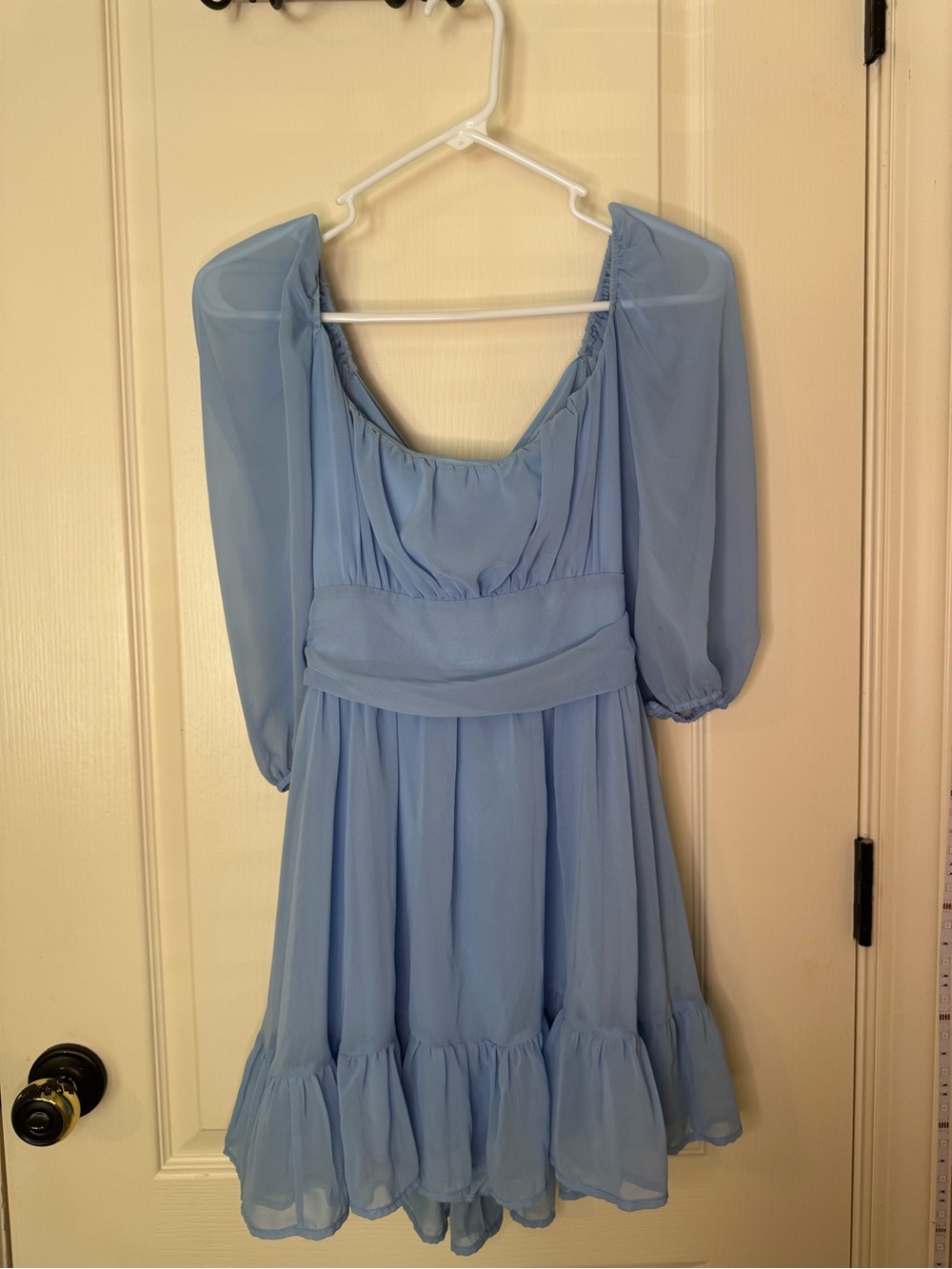 Lucy in the Sky Light Blue Puff Sleeve Mini Dress
